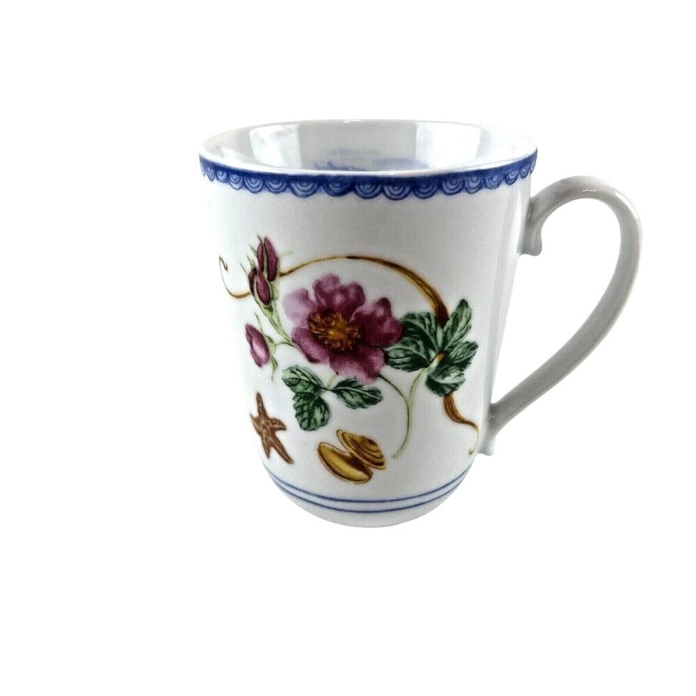 222 Fifth Beachcomber Collection Nautical Floral  Discontinued Porcelain Mug